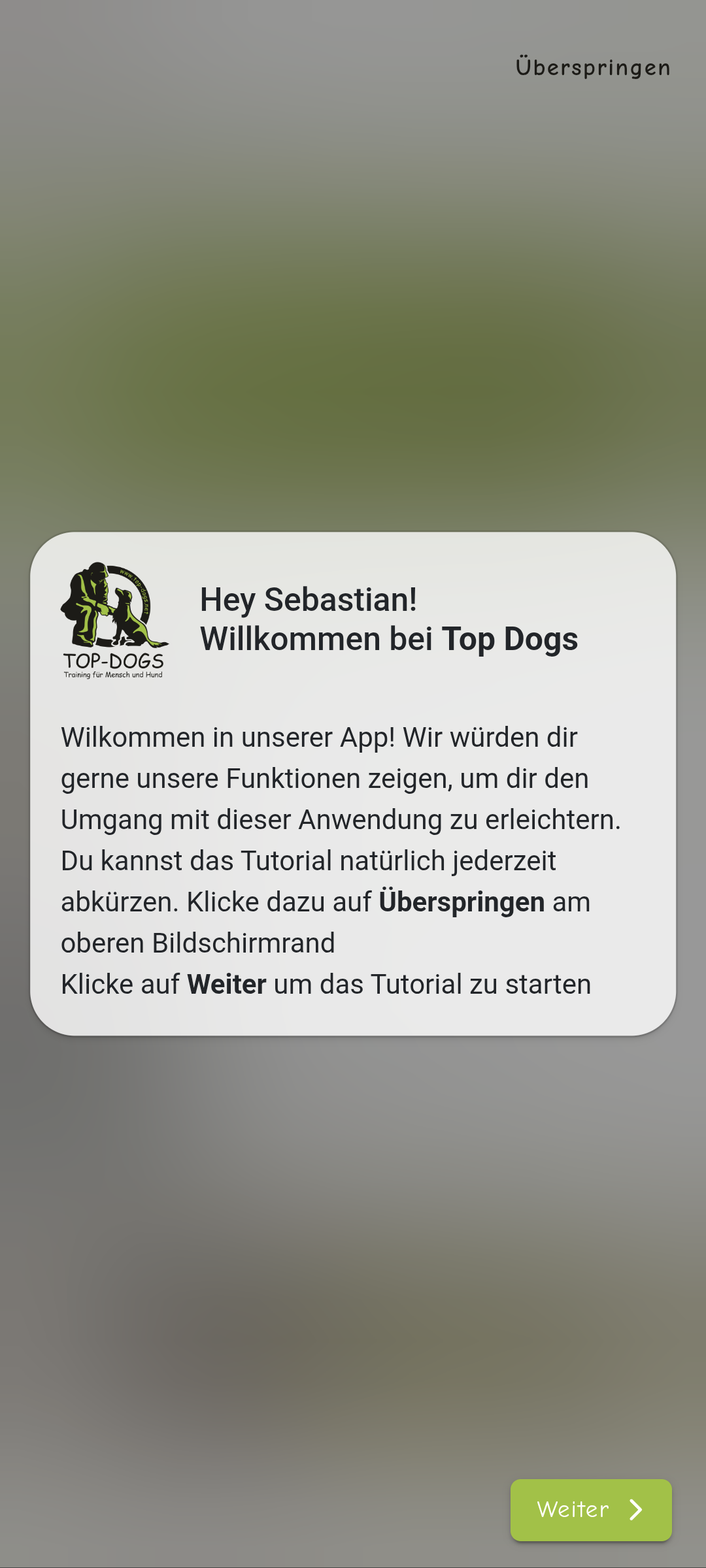 Top Dogs Hundeschul-App Onboarding Tour
